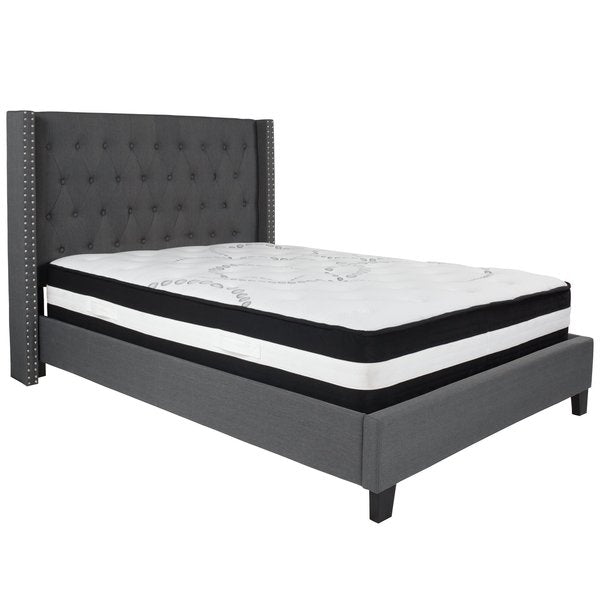 Platform Bed Set, Riverdale, Full, Dark Gry