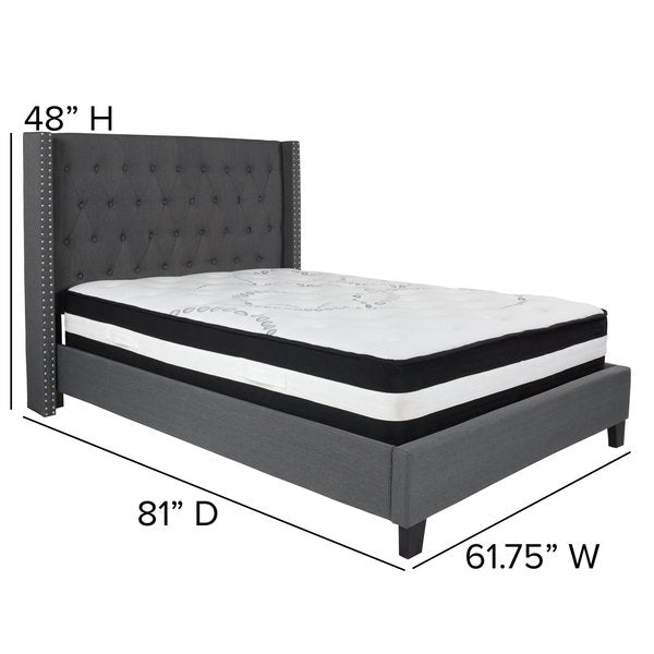 Platform Bed Set, Riverdale, Full, Dark Gry