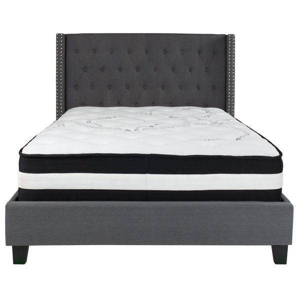 Platform Bed Set, Riverdale, Full, Dark Gry