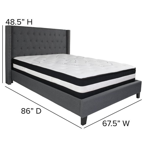 Platform Bed Set, Riverdale, Queen, Drk Gry