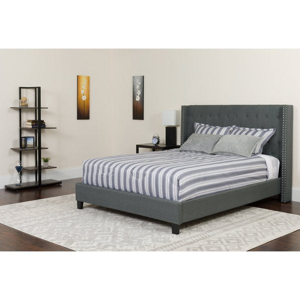 Platform Bed Set, Riverdale, Queen, Drk Gry