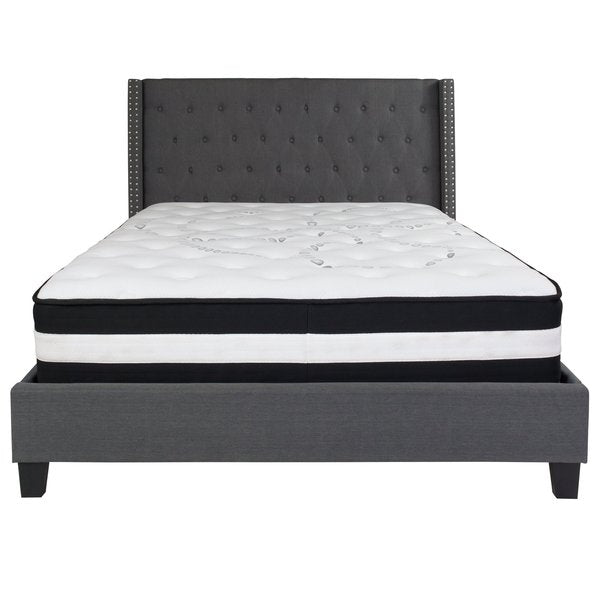 Platform Bed Set, Riverdale, Queen, Drk Gry