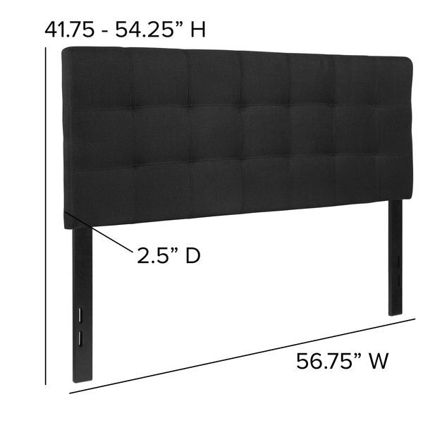 Full Bedford, Headboard, Black Fabric