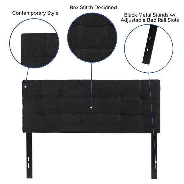 Full Bedford, Headboard, Black Fabric
