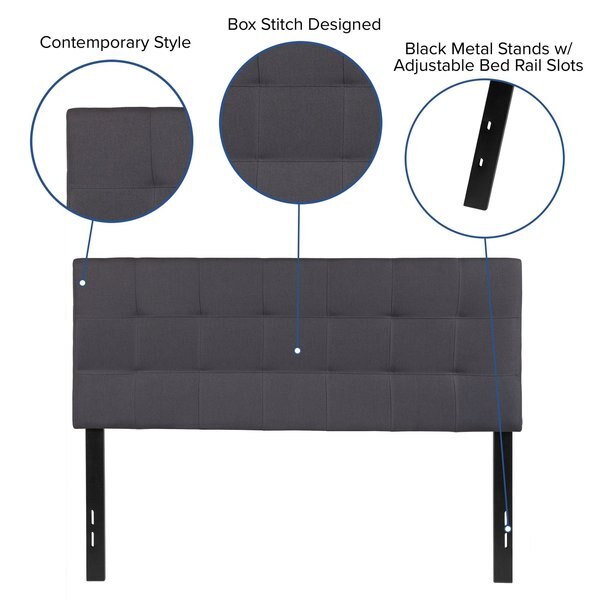 Full Bedford, Headboard, Gray Fabric