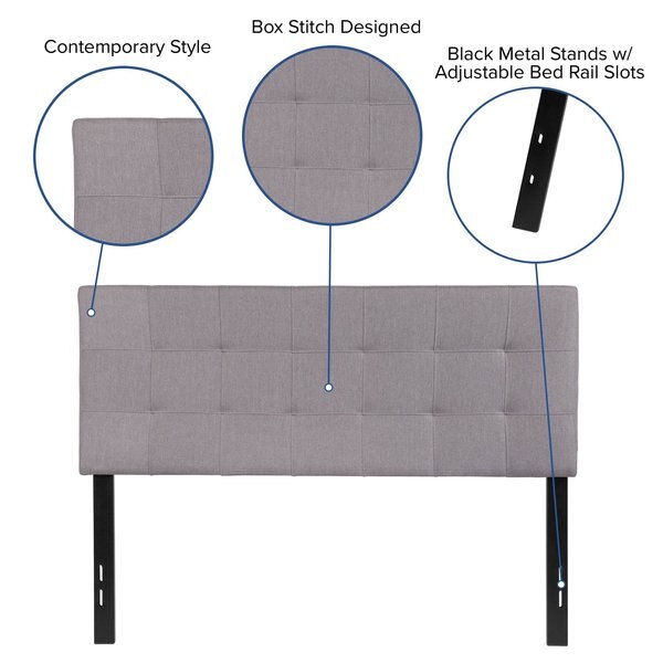 Full Bedford, Headboard, Gray Fabric