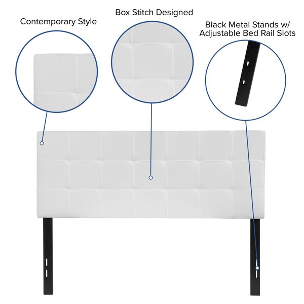 Full Bedford, Headboard, White Fabric