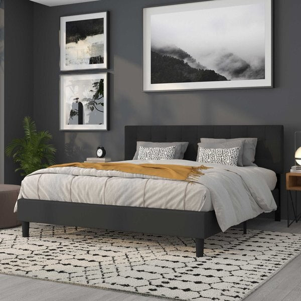 King, Bedford Headboard, Black Fabric