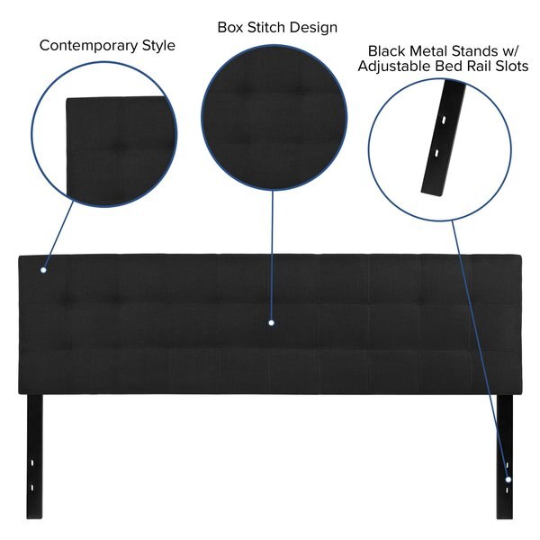 King, Bedford Headboard, Black Fabric