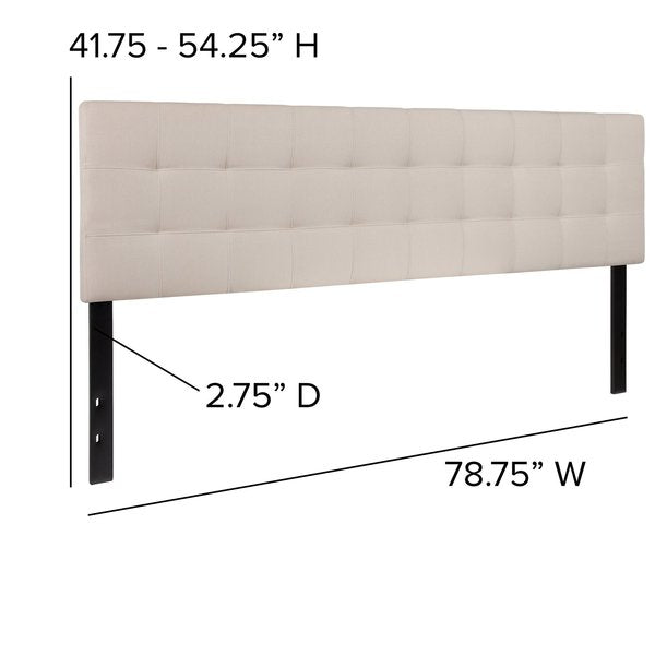 King, Bedford Headboard, Beige Fabric