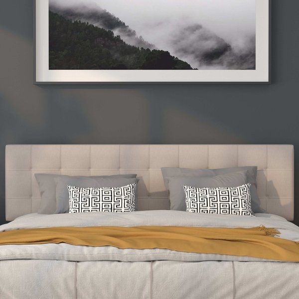 King, Bedford Headboard, Beige Fabric