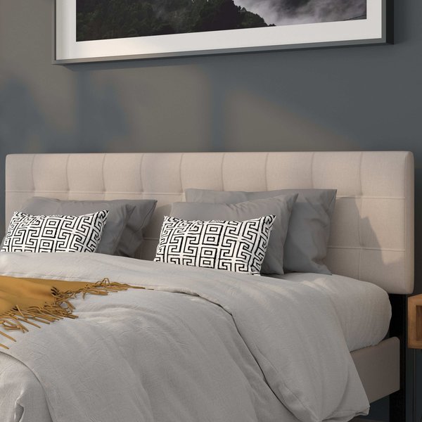 King, Bedford Headboard, Beige Fabric