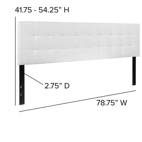 King, Bedford Headboard, White Fabric