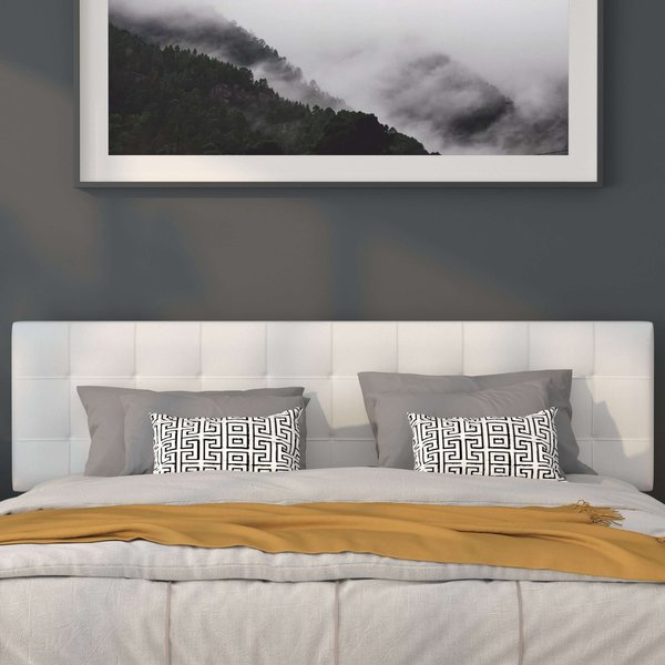 King, Bedford Headboard, White Fabric