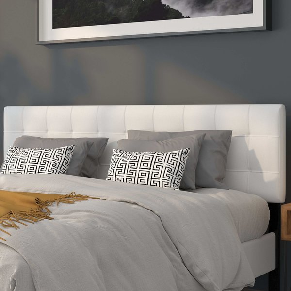 King, Bedford Headboard, White Fabric