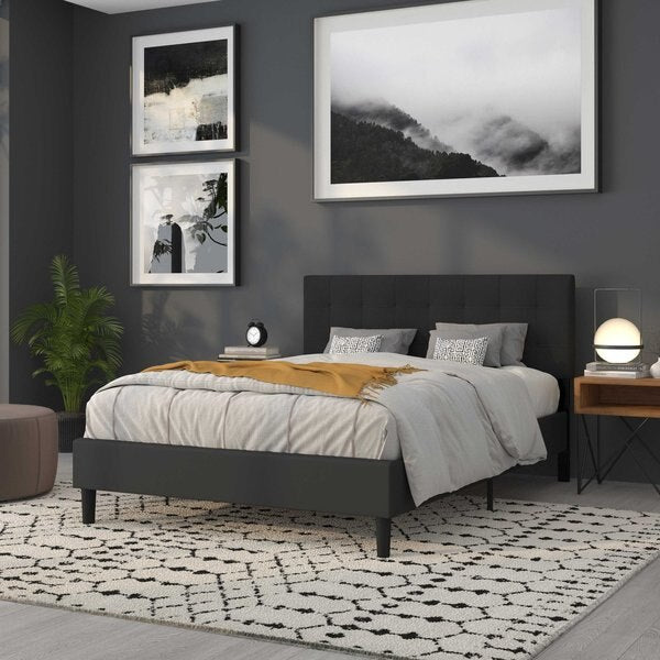 Bedford Headboard, Queen, Black Fabric