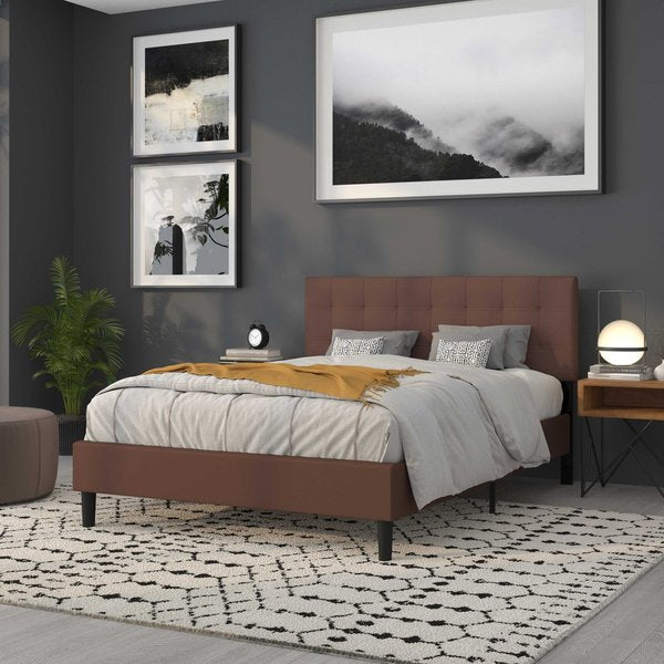 Bedford Headboard, Queen, Brown Fabric