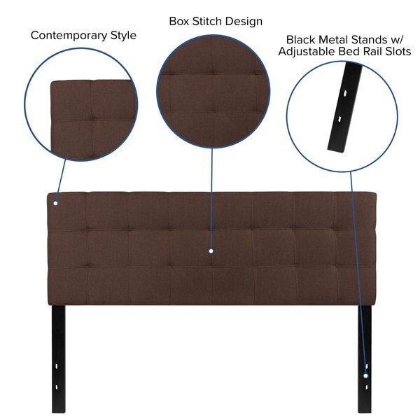Bedford Headboard, Queen, Brown Fabric
