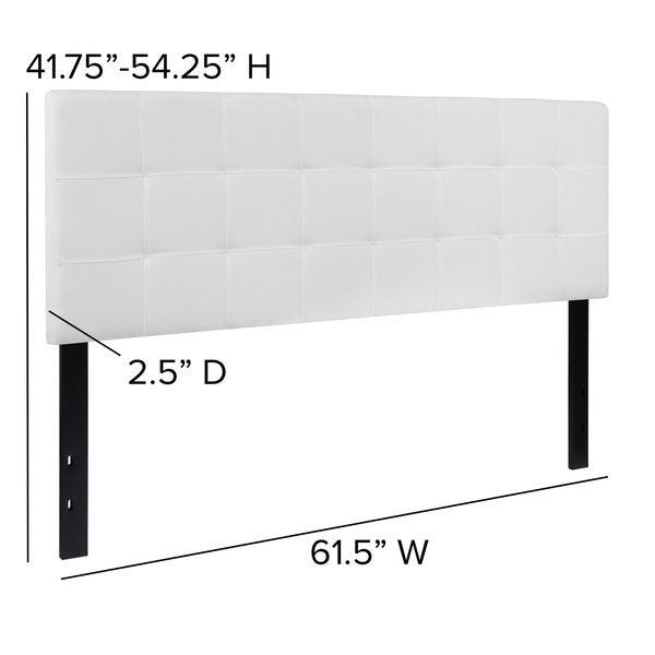 Bedford Headboard, Queen, White Fabric