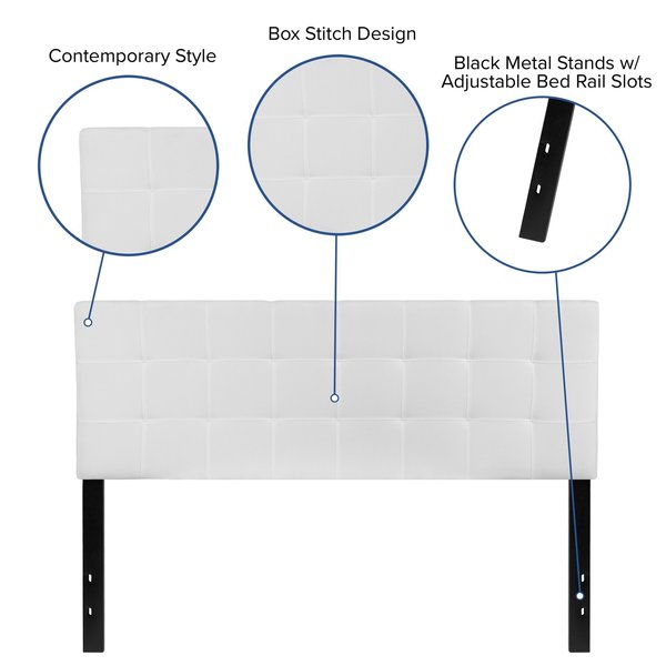 Bedford Headboard, Queen, White Fabric