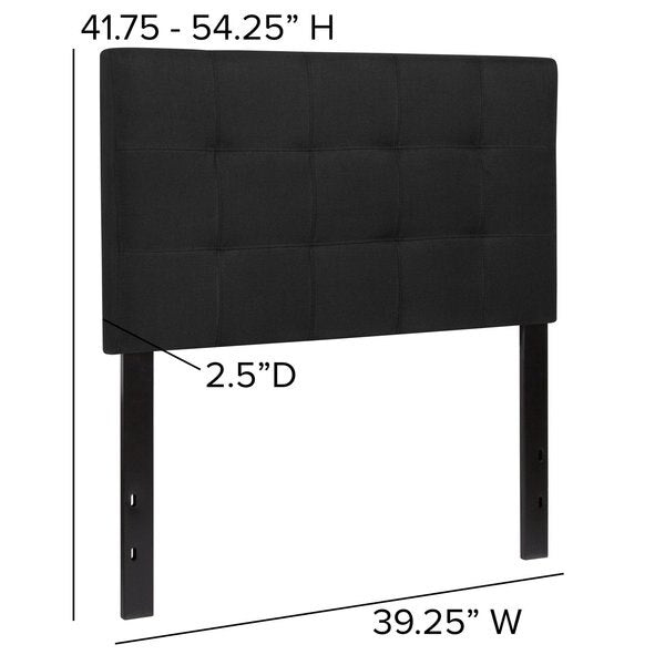 Bedford Headboard, Twin Size, Black Fabric