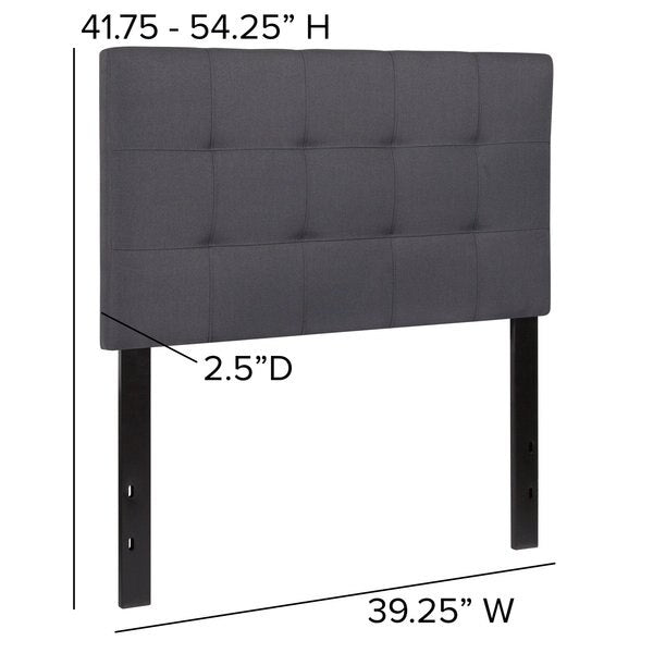Bedford Headboard, Twin Size, Gray Fabric
