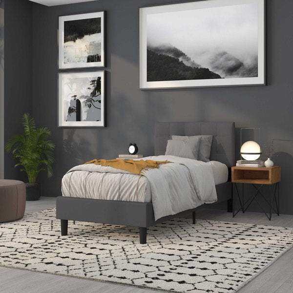 Bedford Headboard, Twin Size, Gray Fabric