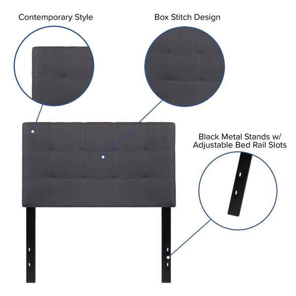 Bedford Headboard, Twin Size, Gray Fabric