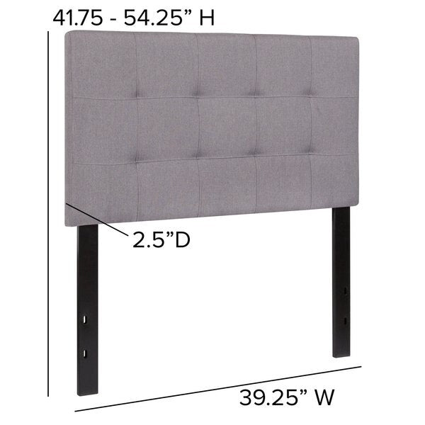 Bedford Headboard, Twin Size, Gray Fabric