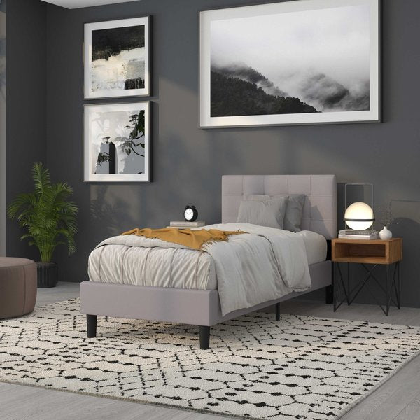 Bedford Headboard, Twin Size, Gray Fabric