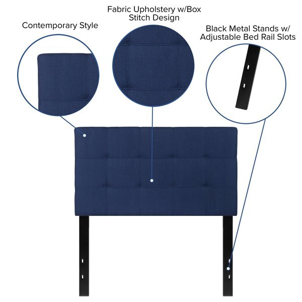 Bedford Headboard, Twin Size, Navy Fabric