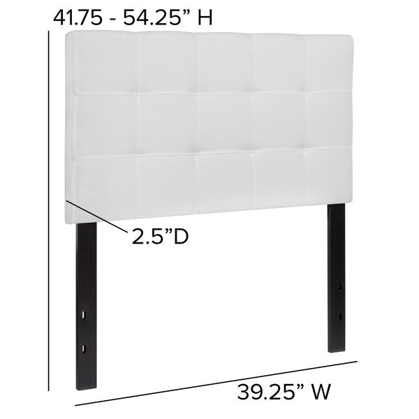 Bedford Headboard, Twin Size, White Fabric