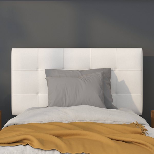 Bedford Headboard, Twin Size, White Fabric