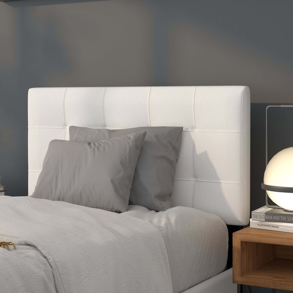 Bedford Headboard, Twin Size, White Fabric