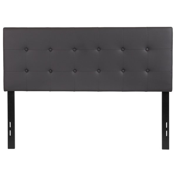 Full Upholstered, Headboard, Gray Vinyl