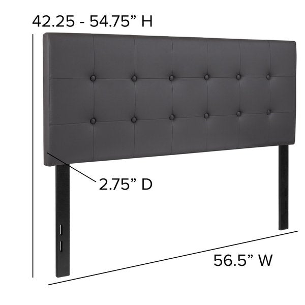 Full Upholstered, Headboard, Gray Vinyl