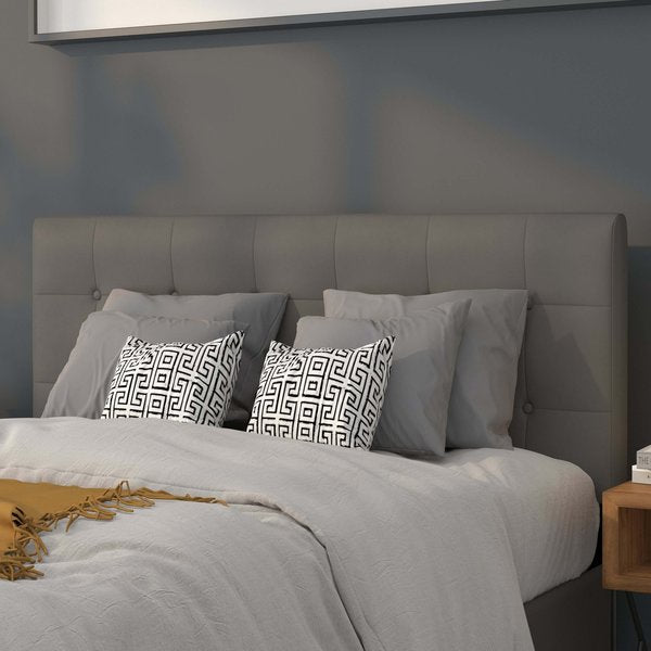 Full Upholstered, Headboard, Gray Vinyl