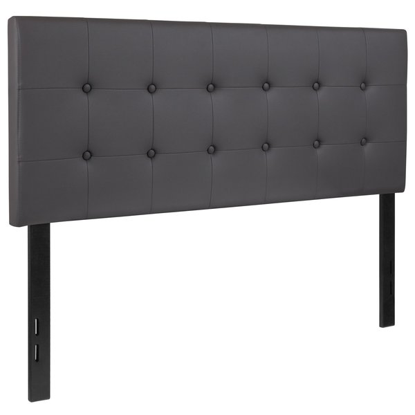 Full Upholstered, Headboard, Gray Vinyl