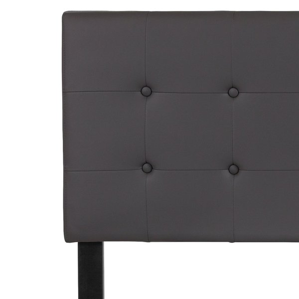 Full Upholstered, Headboard, Gray Vinyl