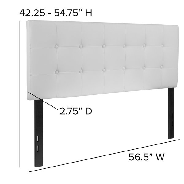 Full Upholstered, Headboard, White Vinyl