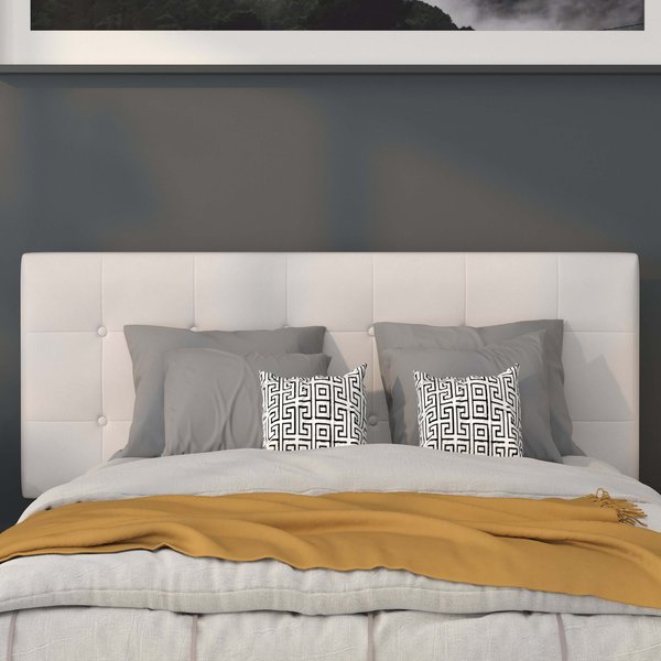 Full Upholstered, Headboard, White Vinyl