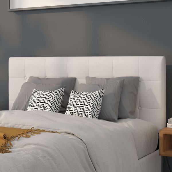 Full Upholstered, Headboard, White Vinyl