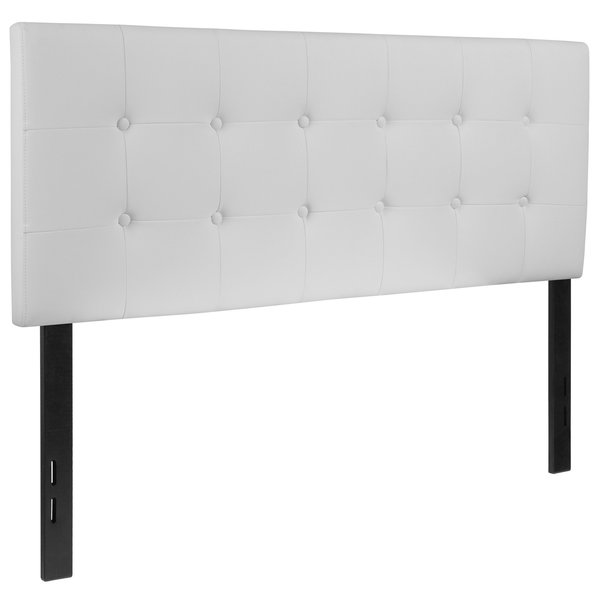 Full Upholstered, Headboard, White Vinyl