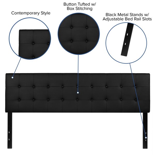 King Size, Headboard, Black Vinyl