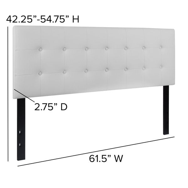 Headboard, Queen Size, White Vinyl