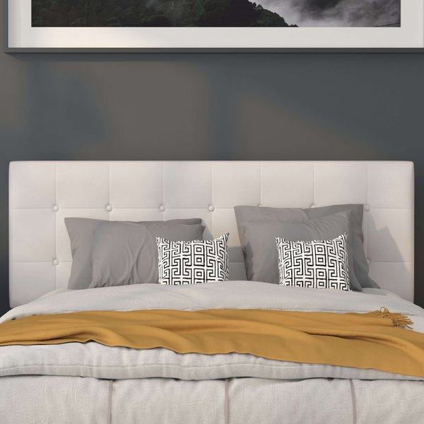 Headboard, Queen Size, White Vinyl