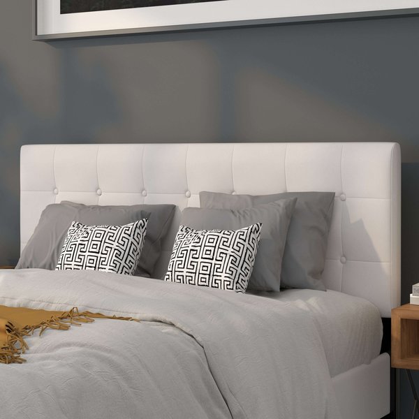 Headboard, Queen Size, White Vinyl