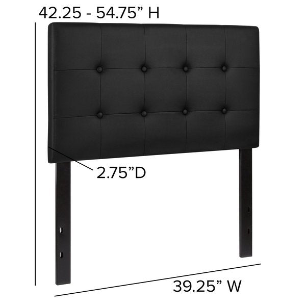 Headboard, Twin Size, Black Vinyl