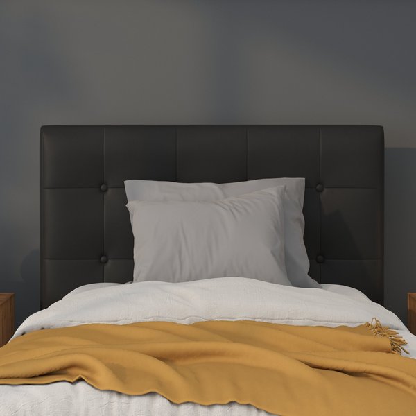 Headboard, Twin Size, Black Vinyl