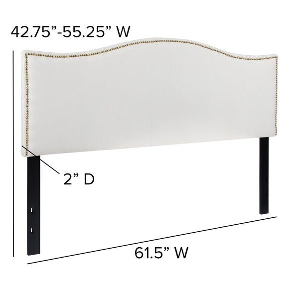 Headboard, Queen Size, White Fabric